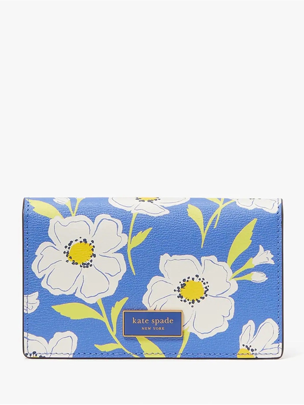 Kate Spade Katy Sunshine Floral Textured Leather Small Bifold Snap Wallet NWT